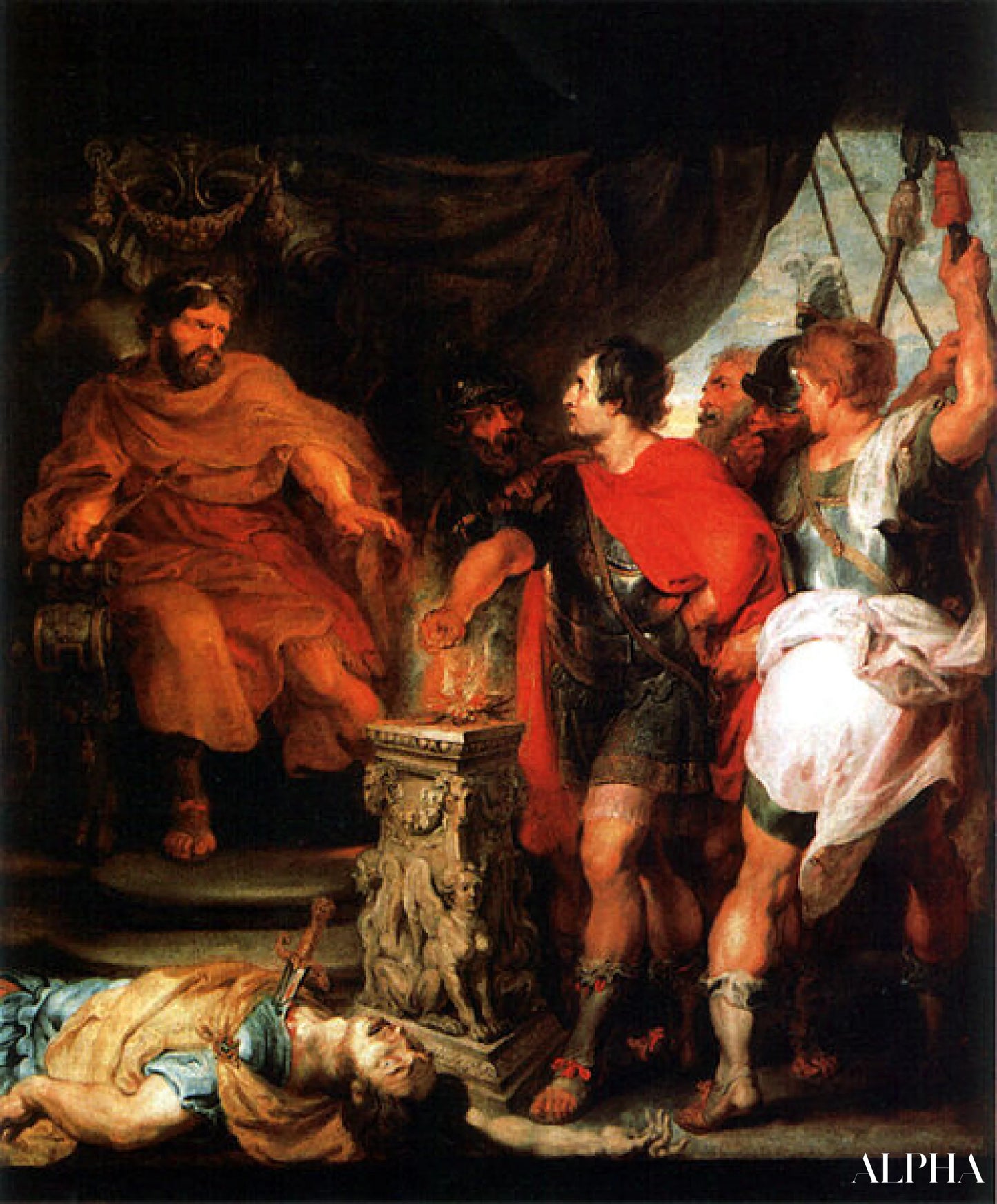 Mucius Scaevola voor Lars Porsenna - Peter Paul Rubens - Reproducties van schilderijen en hoogwaardige schilderijen