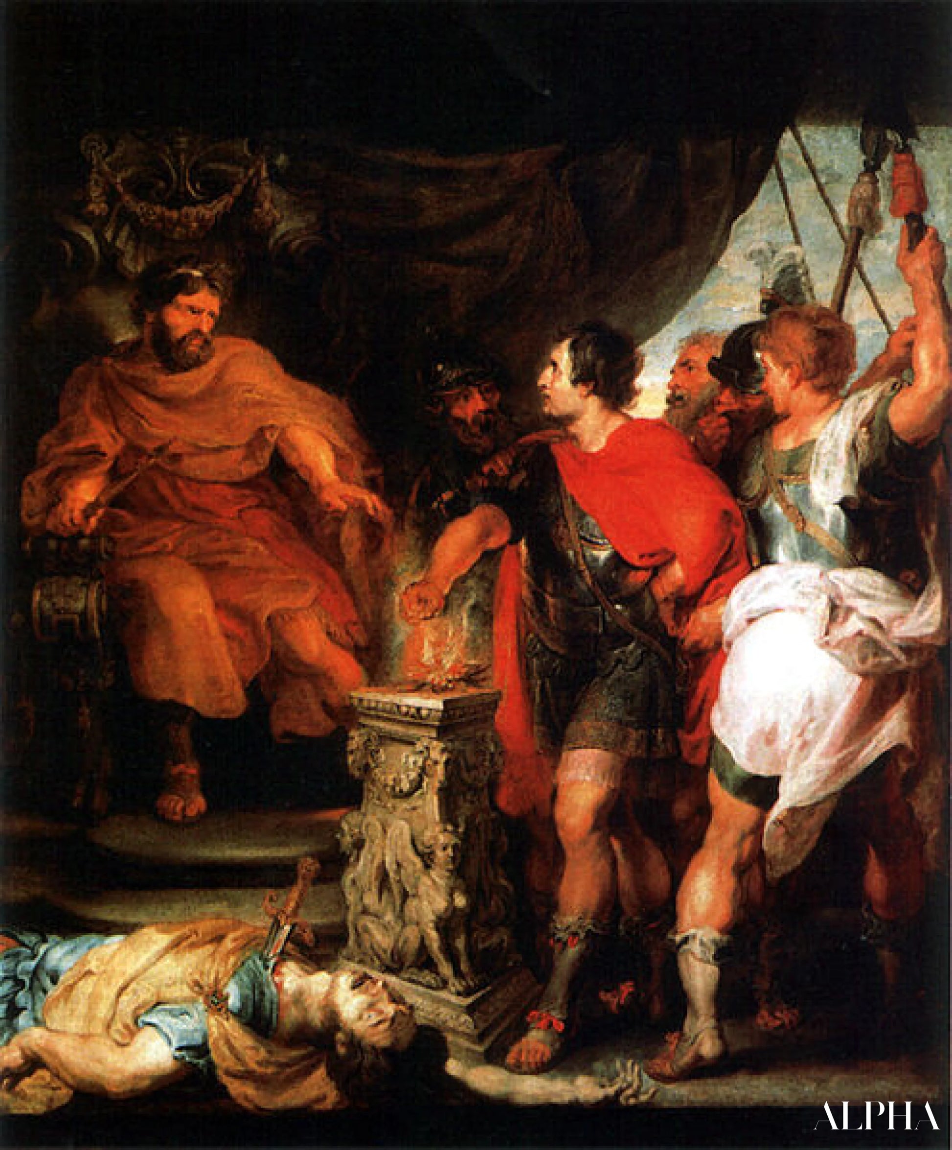 Mucius Scaevola voor Lars Porsenna - Peter Paul Rubens - Reproducties van schilderijen en hoogwaardige schilderijen