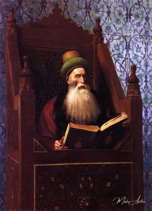 Mufti lisant dans son tabouret de prière - Jean-Léon Gérôme - Reproductions de tableaux et peintures haut de gamme