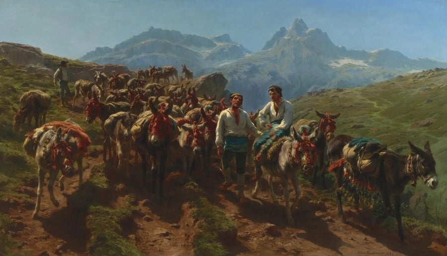 Spaanse muilezels die de Pyreneeën oversteken - Rosa Bonheur