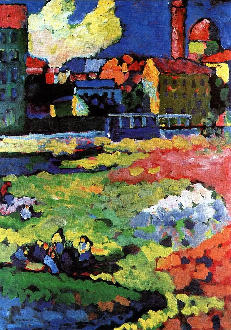 München-Schwabing met de kerk van Sint-Ursula - Vassily Kandinsky