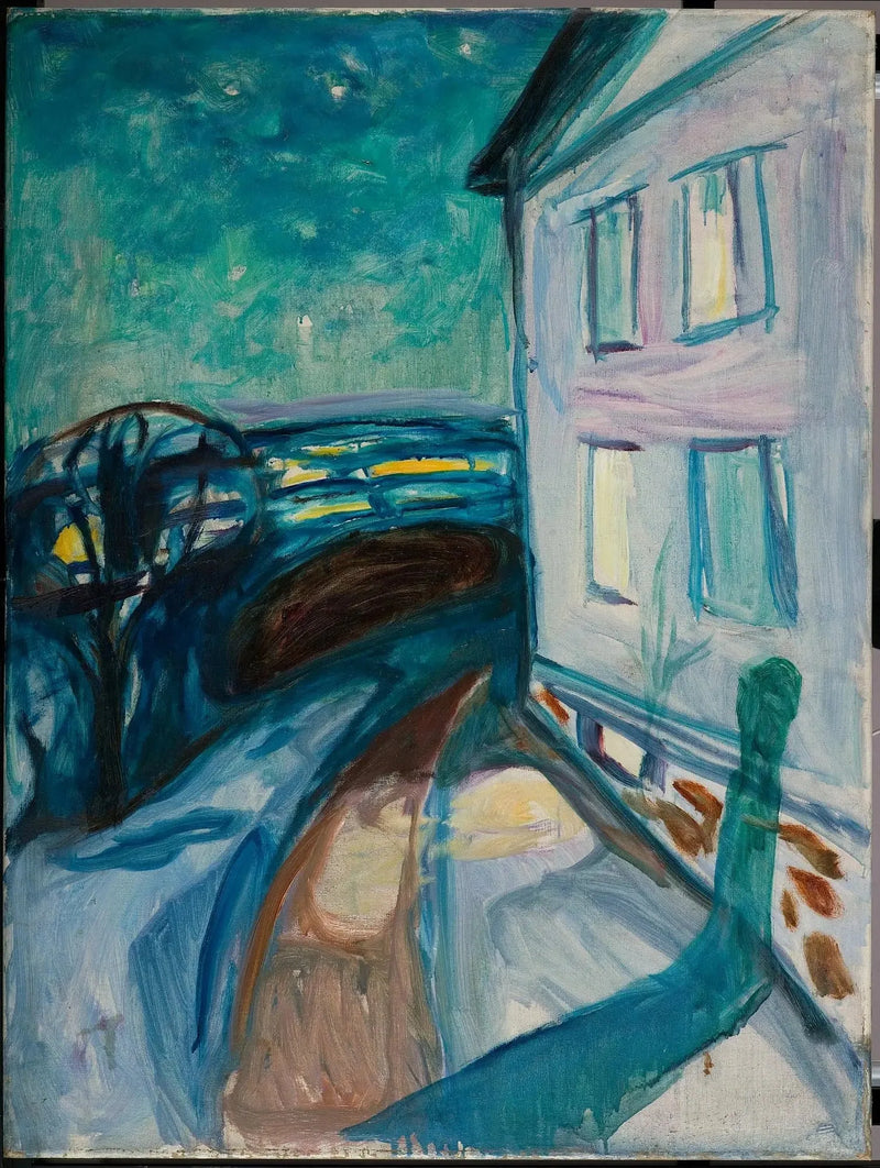 huiswand bij maanlicht - Edvard Munch
