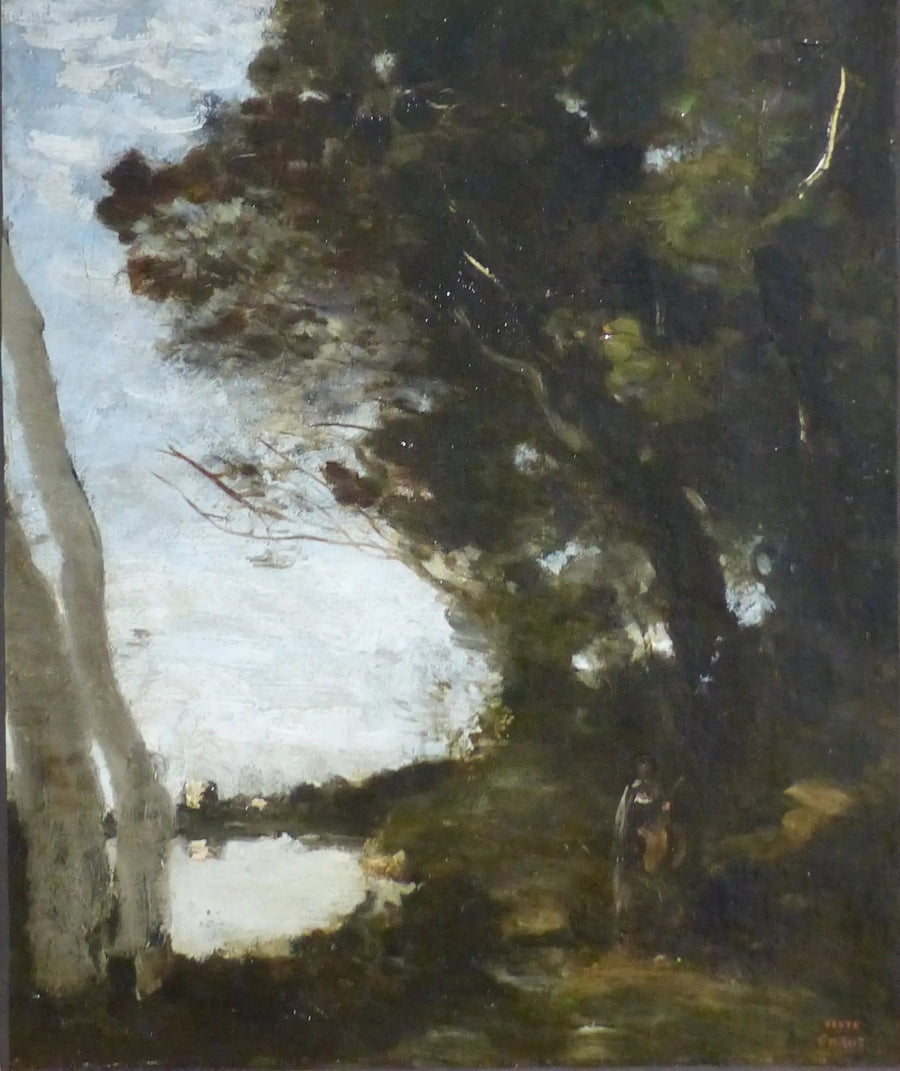 Muse onder de bomen - Jean-Baptiste Camille Corot