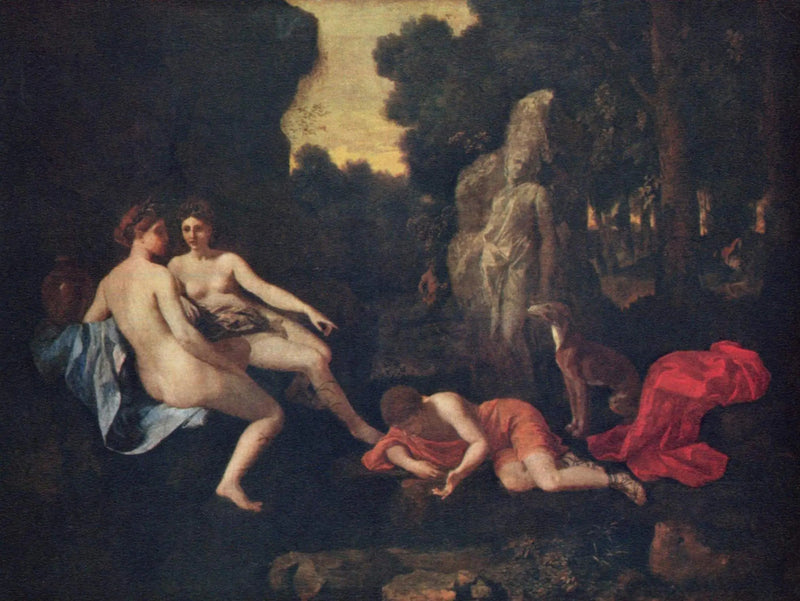 Narcis met twee nimfen en Echo - Nicolas Poussin