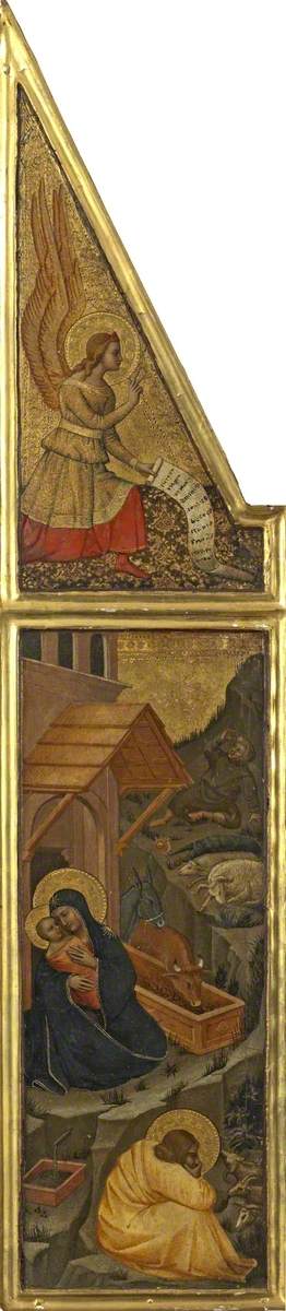 Nativiteit met de engel van de Aankondiging (triptyque, linker paneel) - Nardo di Cione
