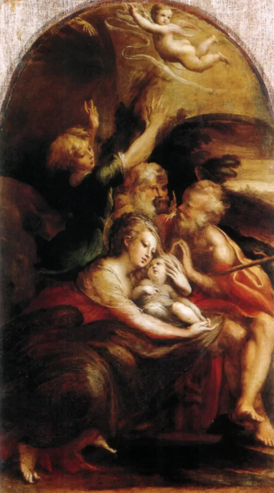 De geboorte van Christus met engelen - Parmigianino
