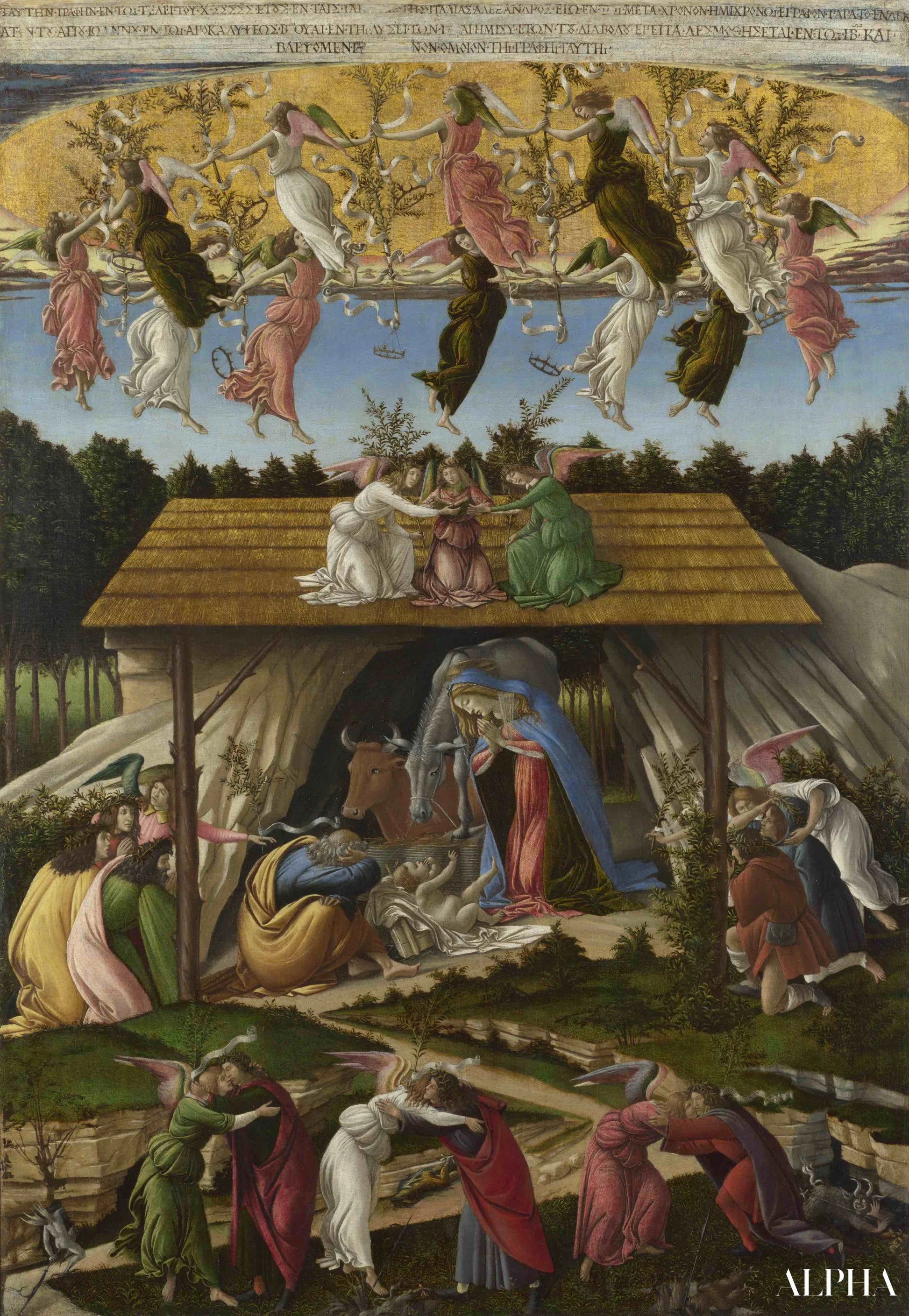 Mystieke Geboorte (en detail 22824) - Sandro Botticelli - Reproducties van schilderijen en hoogwaardige schilderijen