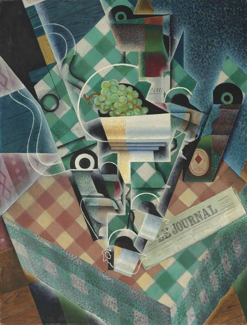Natuurgetuigenis met geruite tafelkleed - Juan Gris