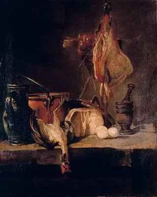 Stilleven met een rog en een mand uien - Jean Simeón Chardin