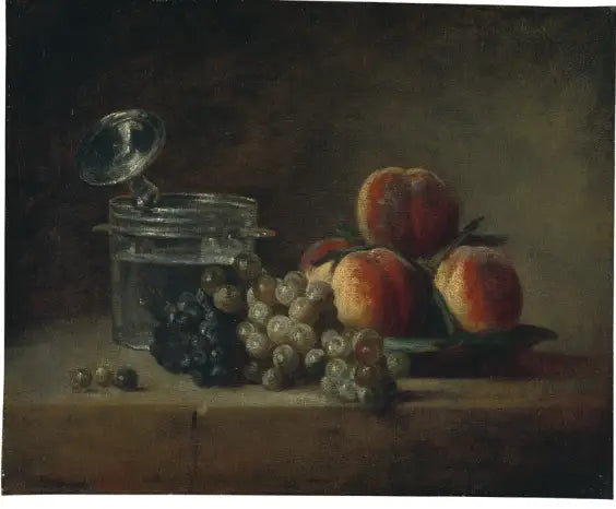 Stilleven met een schaal perziken - Jean Simeón Chardin