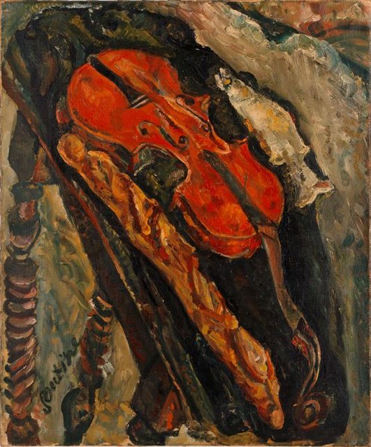 Stilleven met viool, brood en vis - Chaim Soutine