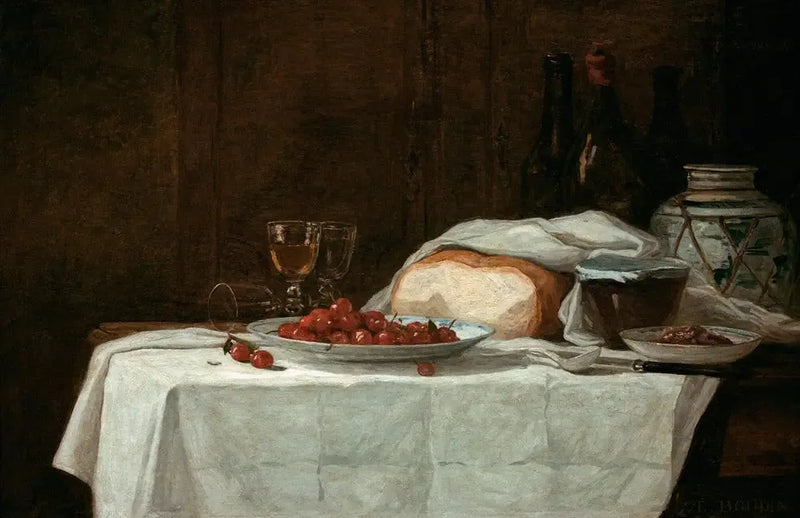 Stilleven met kersen - Eugène Boudin