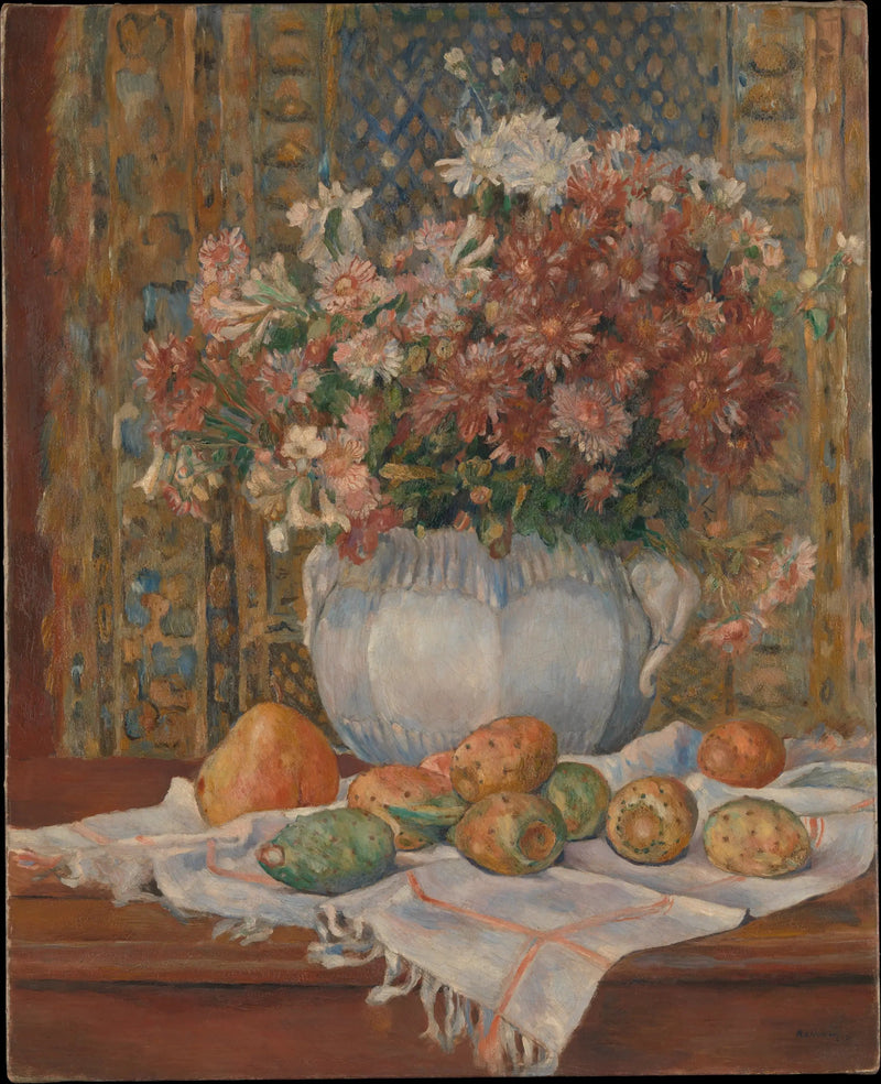 Stilleven met bloemen en vijgen van de cactusvijg - Pierre-Auguste Renoir