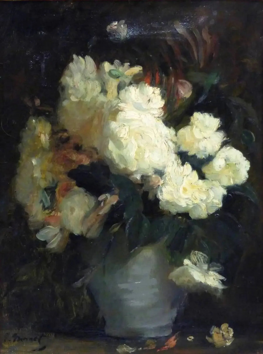 Stilleven met witte pioenen en andere bloemen - Édouard Manet