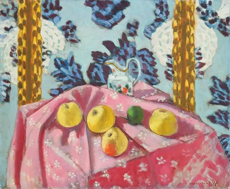 Stilleven met appels op een roze tafelkleed - Henri Matisse