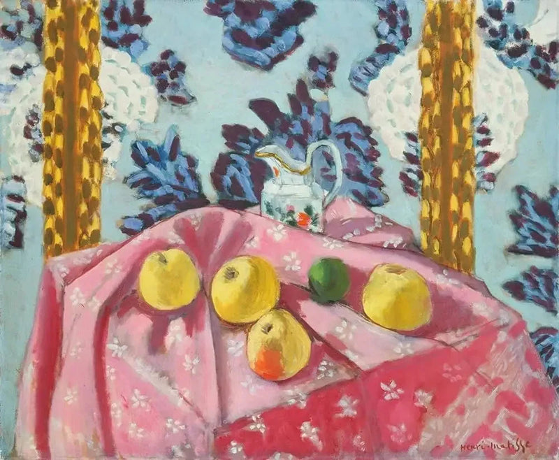 Stilleven met appels op een roze tafelkleed - Henri Matisse