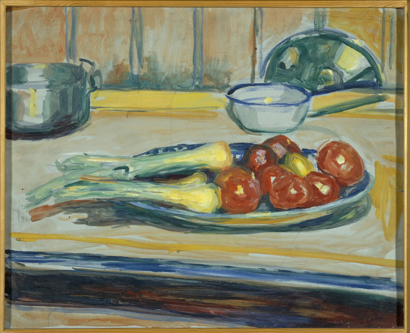 Stilleven met tomaten, prei en kookpotten - Edvard Munch