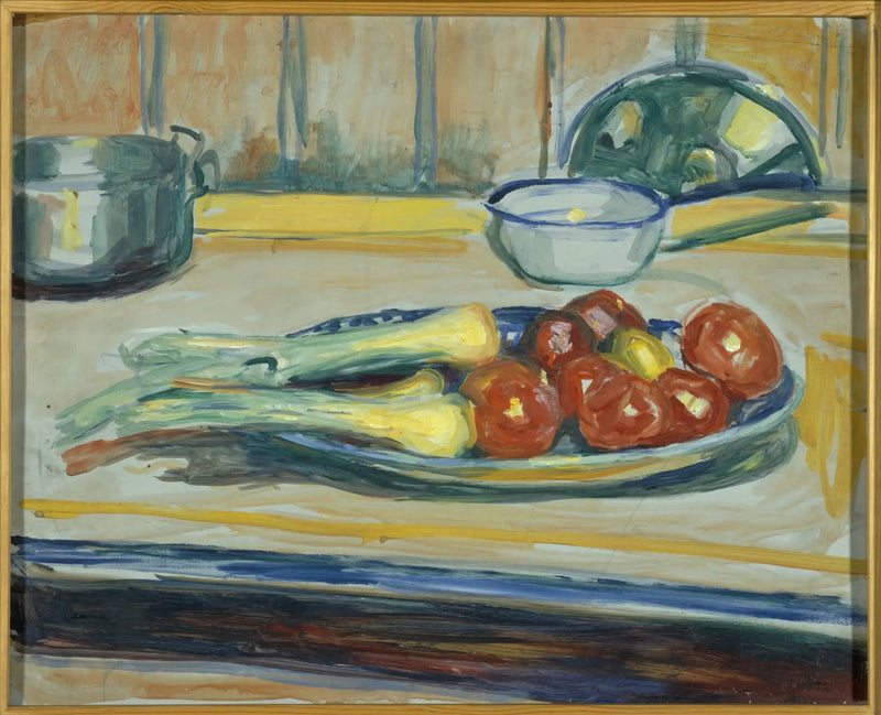Stilleven met tomaten, prei en kookpotten - Edvard Munch
