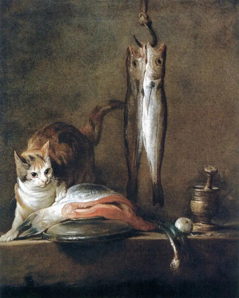 Stilleven met kat en vis - Jean Simeón Chardin