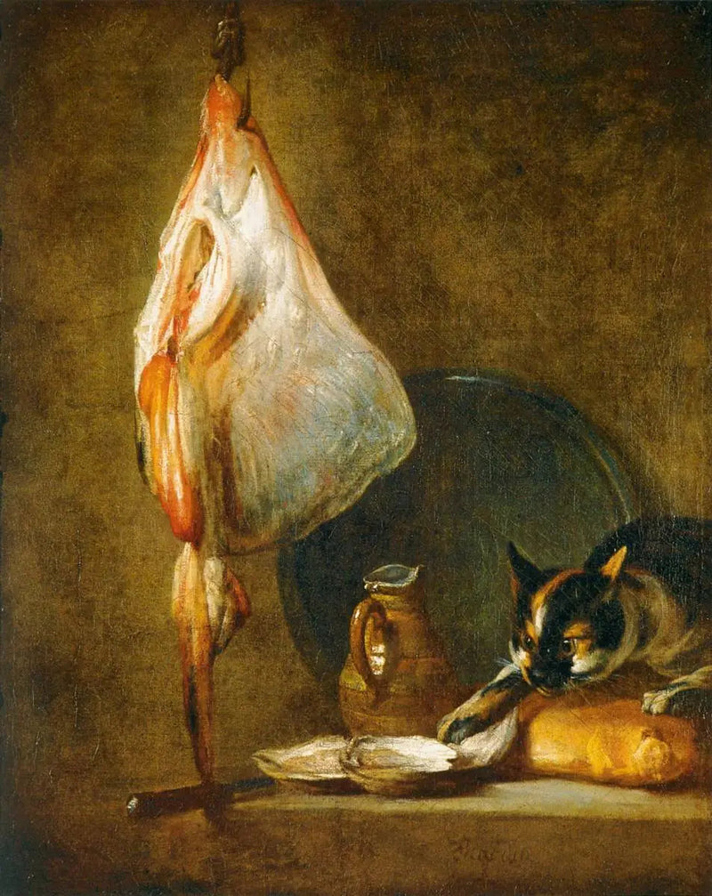 Stilleven met kat en rog - Jean Siméon Chardin