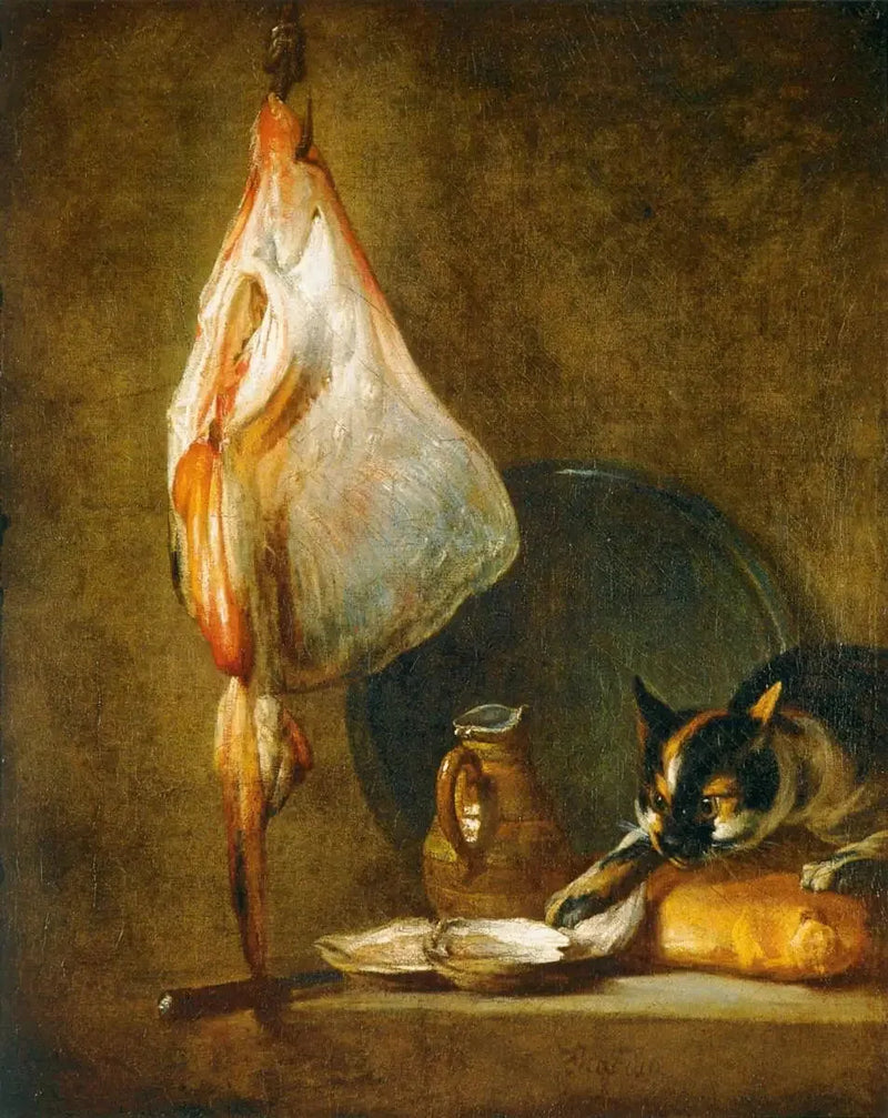 Stilleven met kat en rog - Jean Siméon Chardin