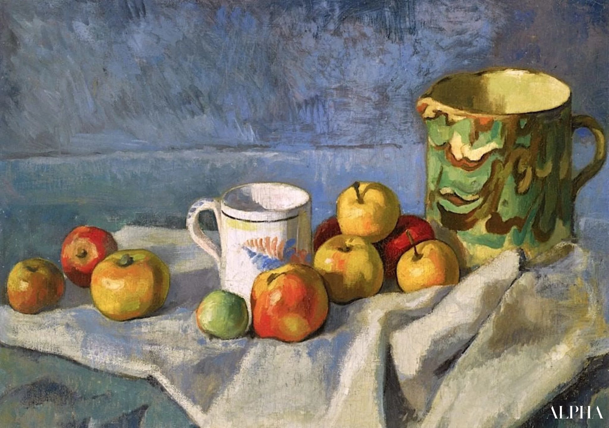 Stilleven met appels, een kopje en een kan - Paul Cézanne - Reproducties van schilderijen en hoogwaardige schilderijen