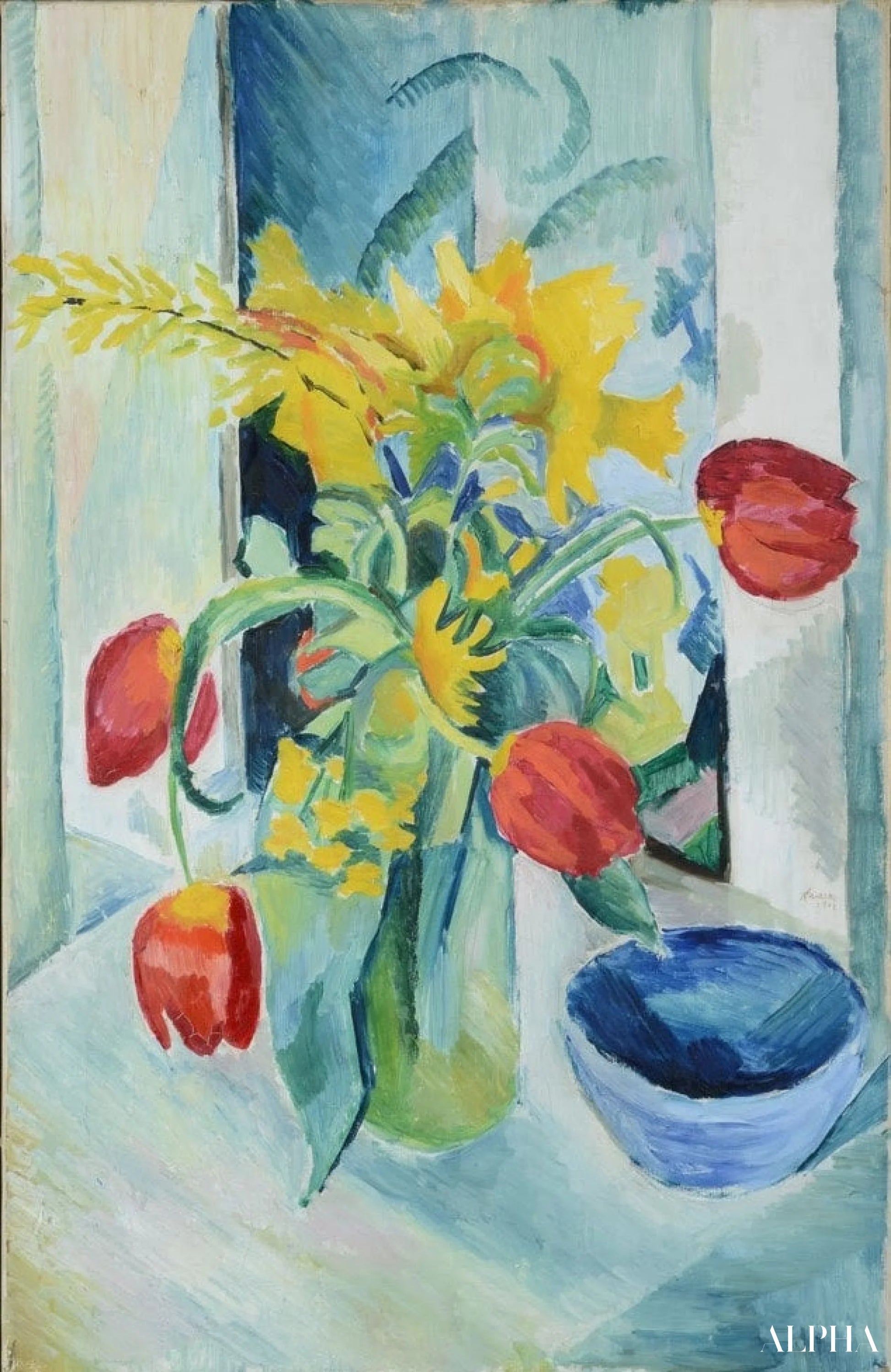 Stilleven met tulpen - August Macke - Reproducties van schilderijen en hoogwaardige schilderijen