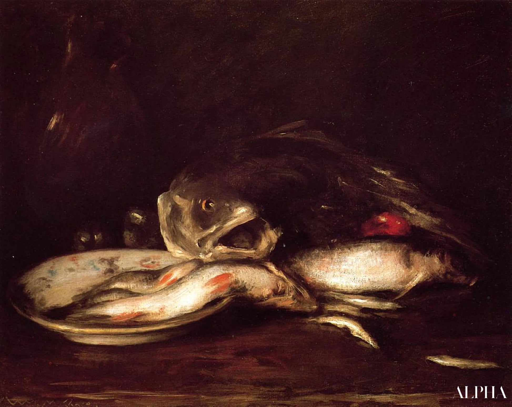 Stilleven met Vis - William Merritt Chase - Reproducties van schilderijen en hoogwaardige schilderijen