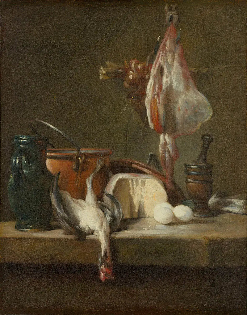 Stilleven met rog en mand met uien - Jean Simeón Chardin