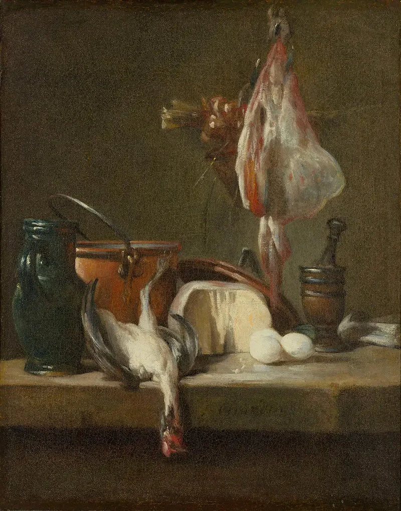 Stilleven met rog en mand met uien - Jean Simeón Chardin