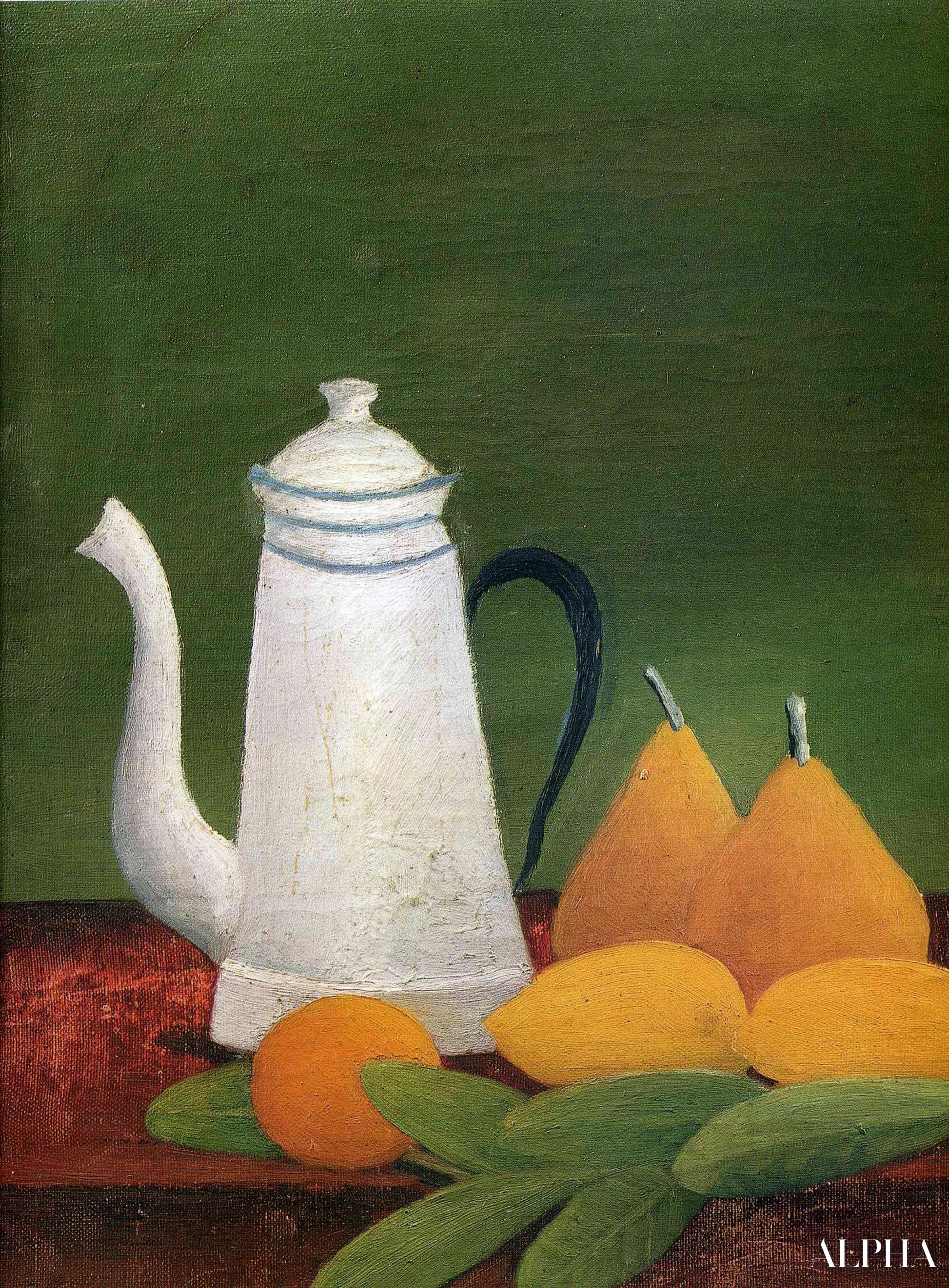 Stilleven met theepot en fruit - Henri Rousseau - Reproducties van schilderijen en hoogwaardige schilderijen