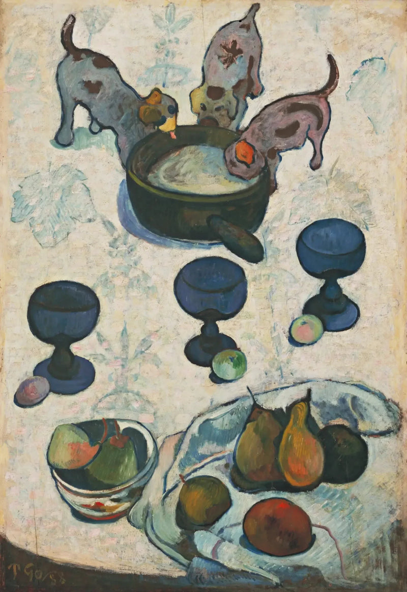 Stilleven met drie kleine honden - Paul Gauguin