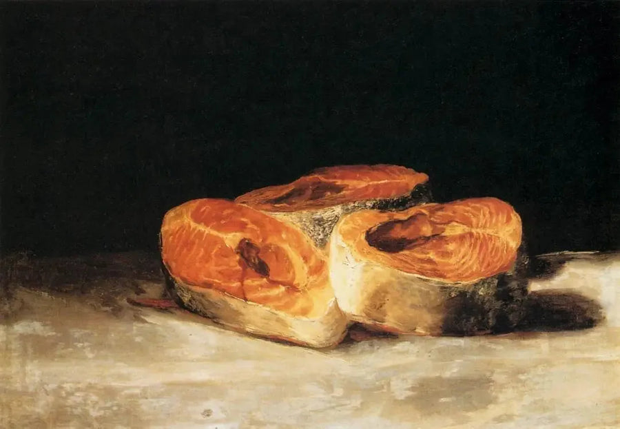 Stilleven met drie plakken zalm - Francisco de Goya