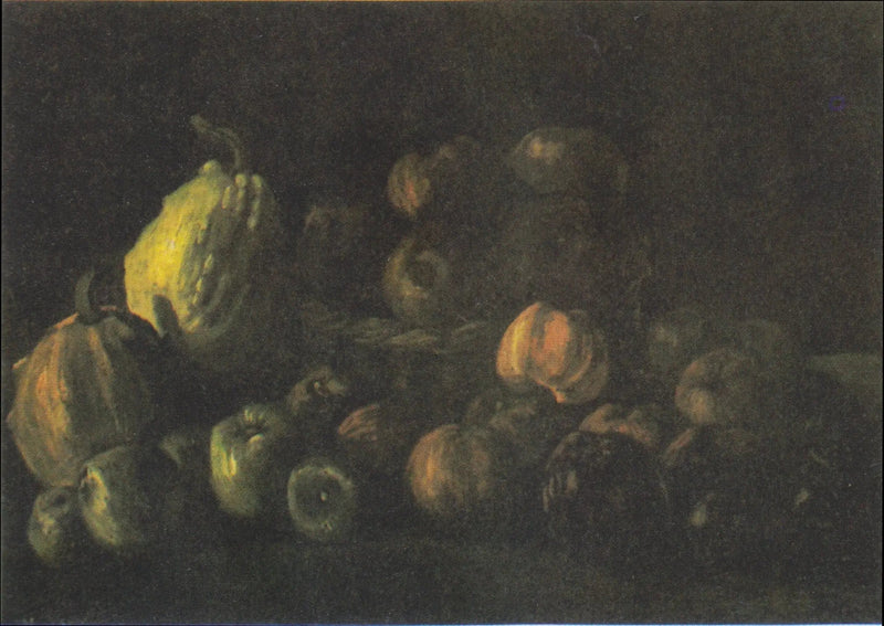 Stilleven met een mand appels en twee pompoenen - Vincent van Gogh