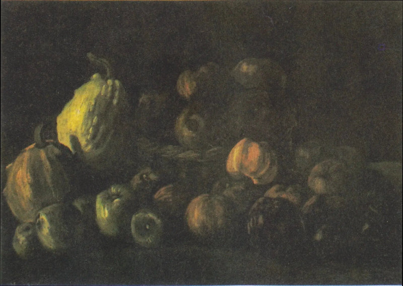 Stilleven met een mand appels en twee pompoenen - Vincent van Gogh