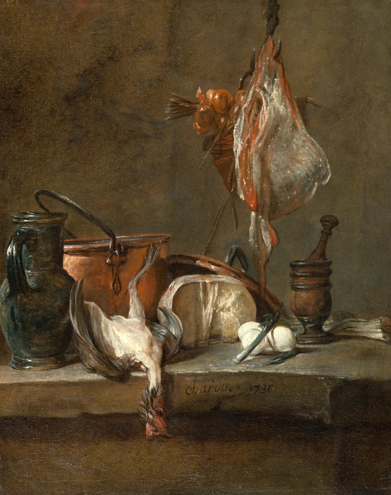 Stilleven met een rog en een mandje uien - Jean Simeón Chardin