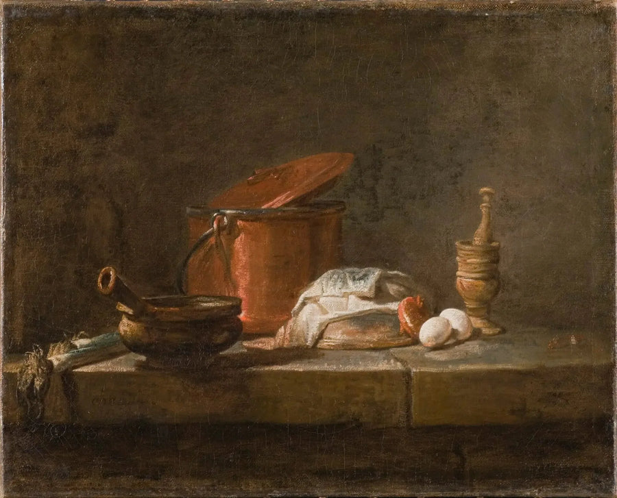 Stilleven met keukengerei en groenten - Jean Simeón Chardin