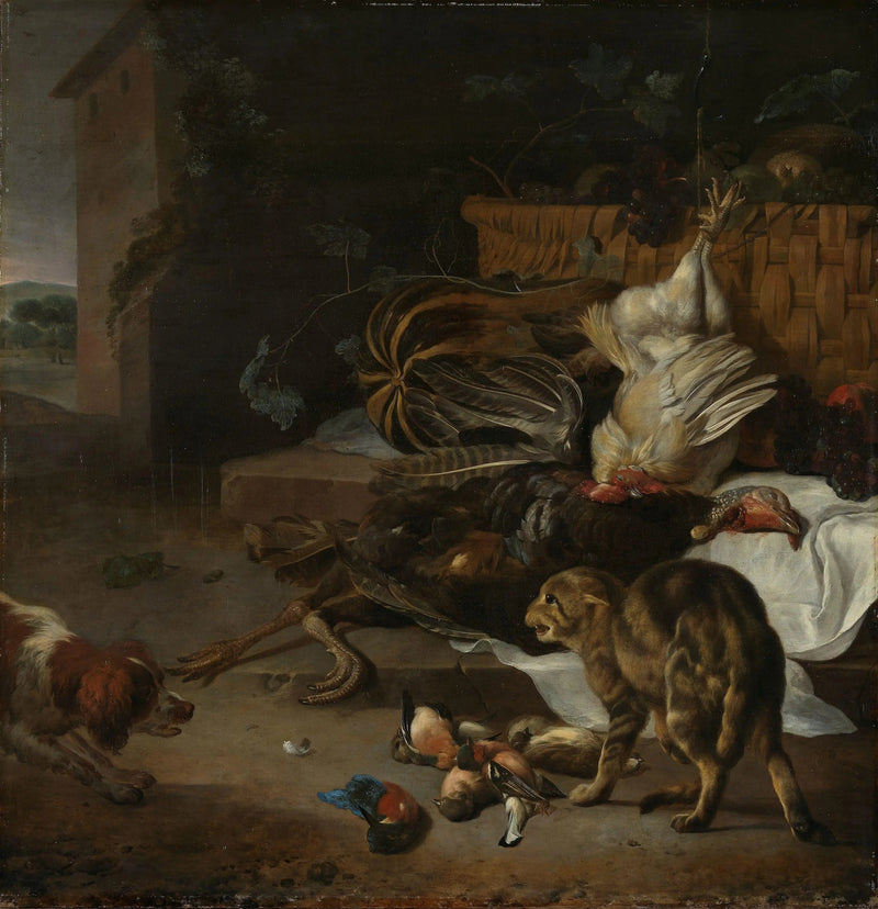 Stilleven met gevogelte en fruit - Melchior de Hondecoeter