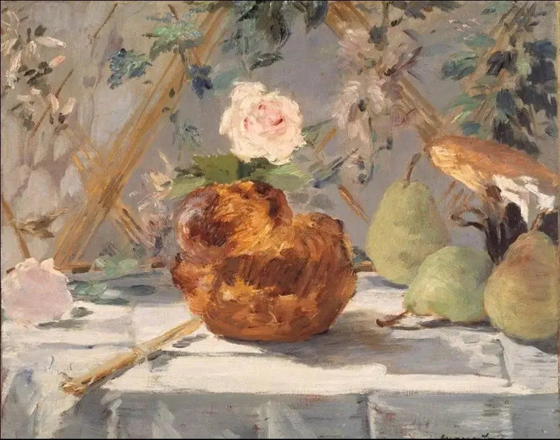 Stilleven, brioche, bloemen, peren - Édouard Manet