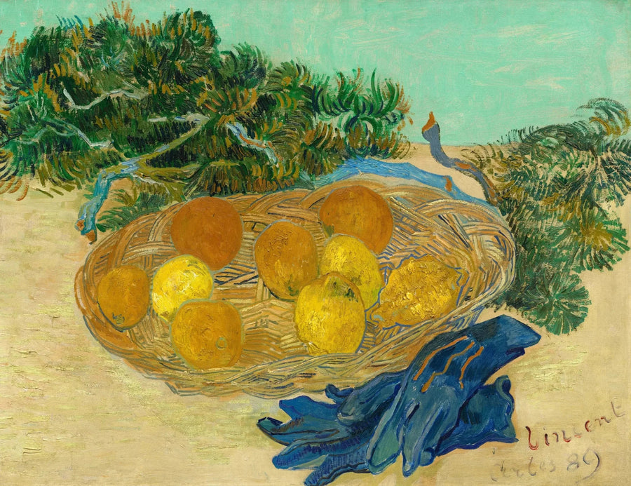Stilleven van sinaasappels en citroenen met blauwe handschoenen - Vincent van Gogh