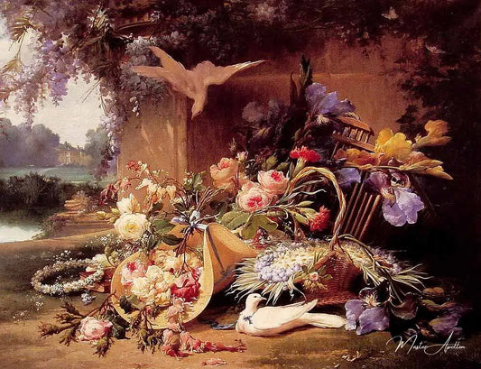 Nature morte élégante avec des fleurs - Eugène Bidau - Reproductions de tableaux et peintures haut de gamme