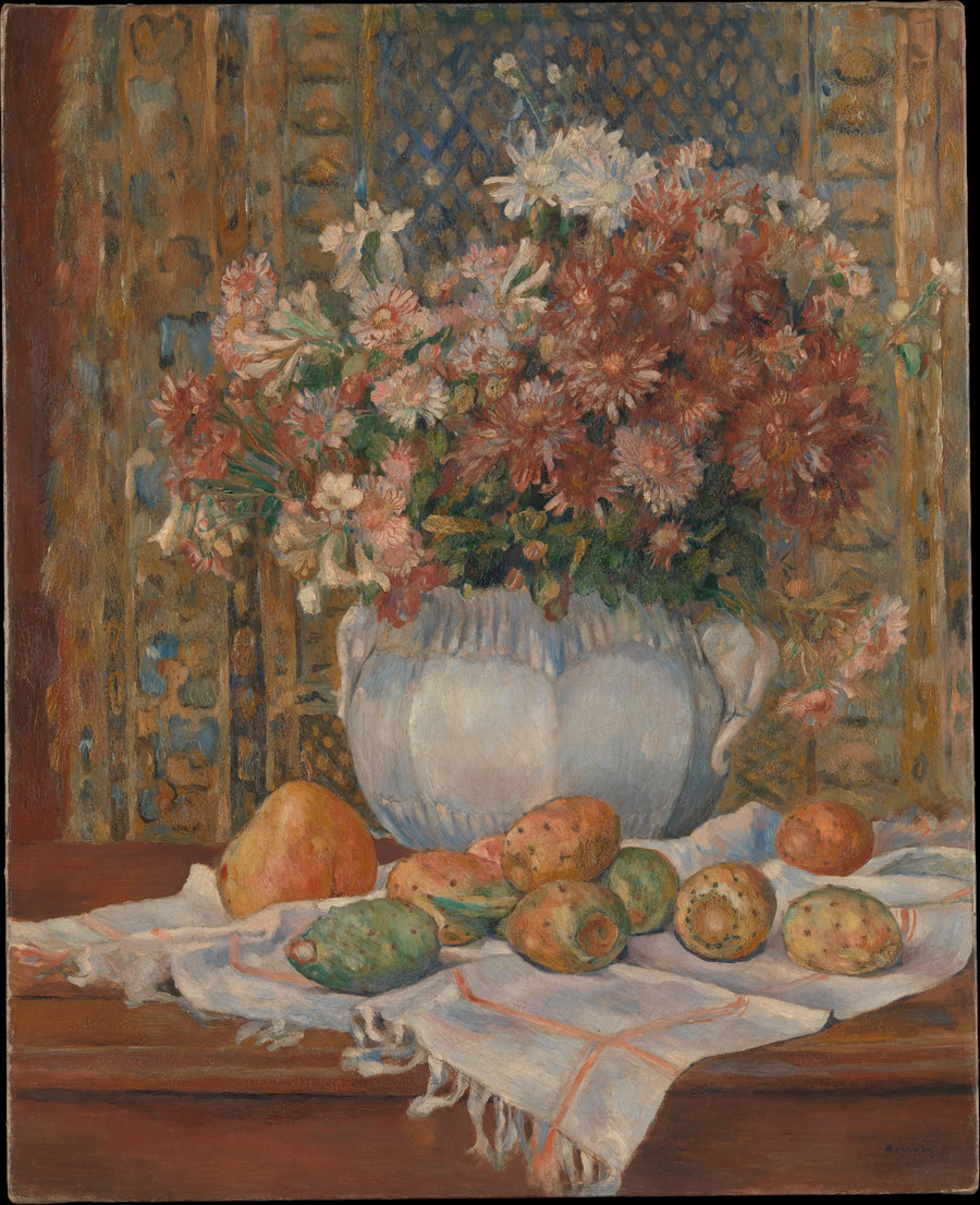 Stilleven met bloemen en vijgen van de cactusvijg - Pierre-Auguste Renoir
