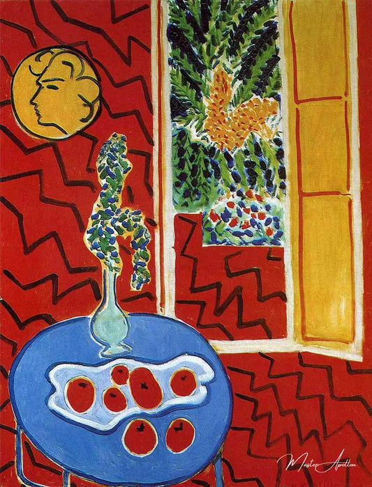 Nature morte intérieure rouge sur une table bleue - Matisse - Reproductions de tableaux et peintures haut de gamme