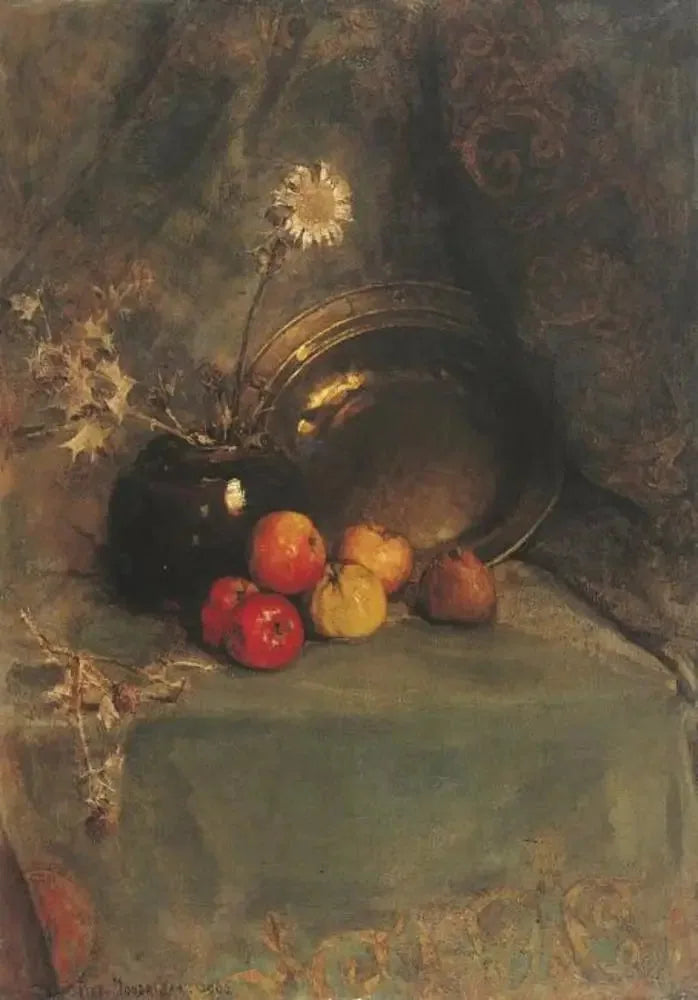 Stilleven: appels, bloemenpot en metalen pan - Piet Mondrian