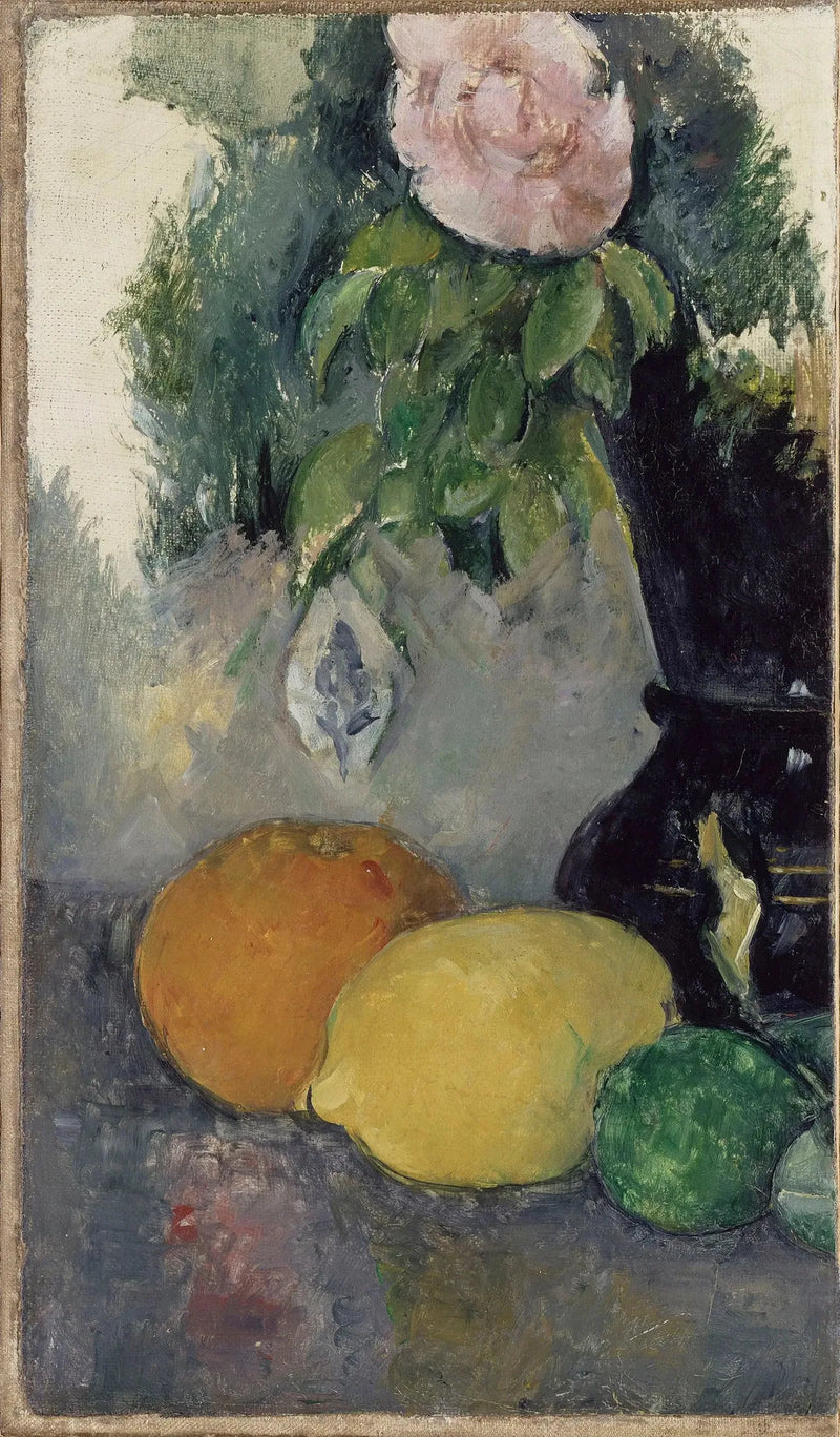 Stilleven, roos en fruit - Paul Cézanne