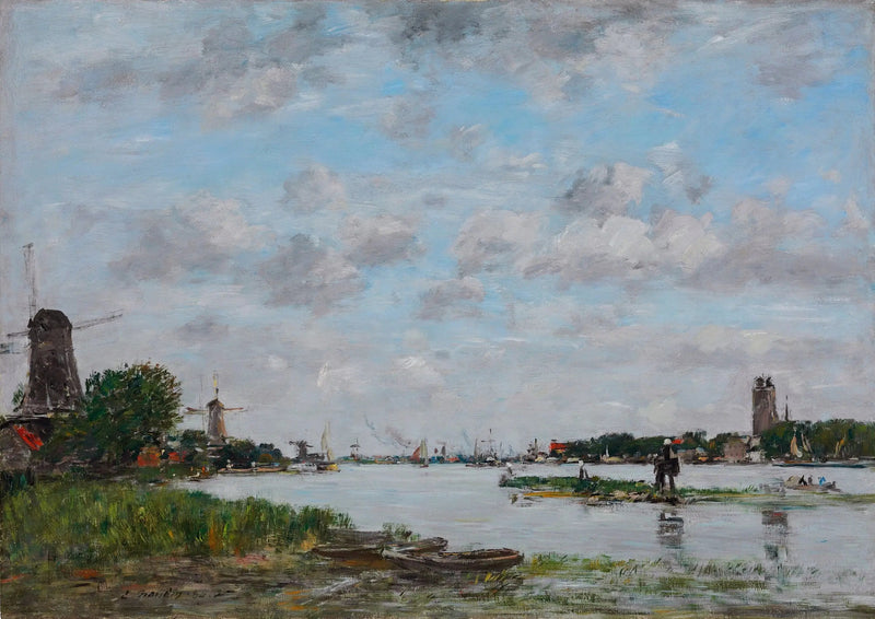 Navigatie op de rivier Oude Maas nabij Dordrecht - Eugène Boudin