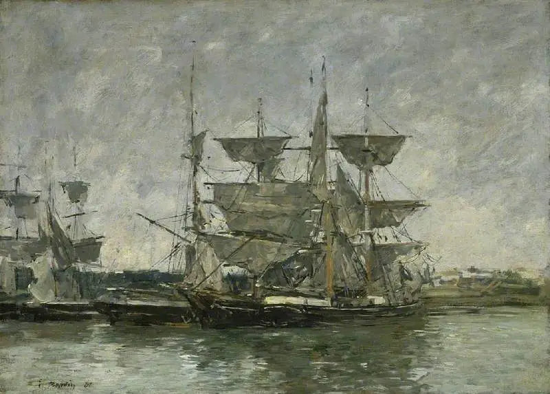 Schepen in de haven, Deauville - Eugène Boudin