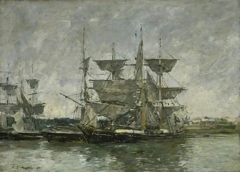 Schepen in de haven, Deauville - Eugène Boudin
