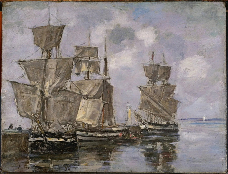 Schepen in de Haven van Honfleur - Eugène Boudin