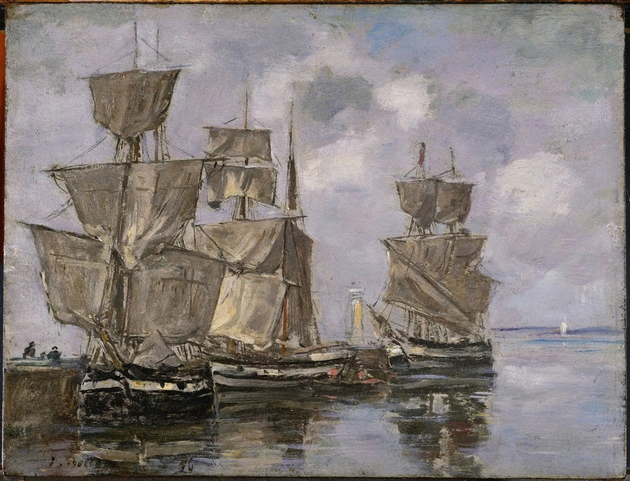 Schepen in de Haven van Honfleur - Eugène Boudin